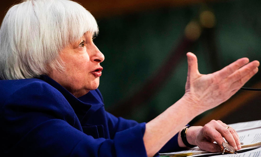 This file photo taken on February 14, 2017 shows Federal Reserve Board Chairwoman Janet Yellen speaking during a hearing of the Senate Banking, Housing and Urban Affairs Committee on Capitol Hill in Washington, DC. (AFP)