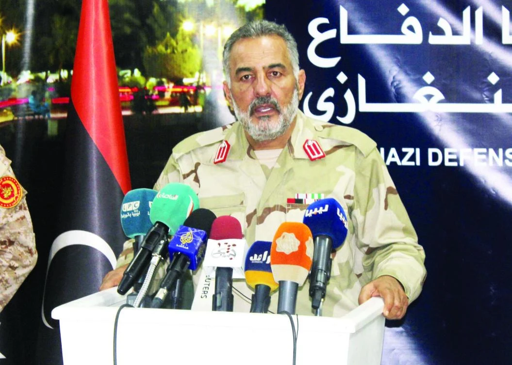 Benghazi Defense Brigades (BDB) leader Mustafa Al-Sharksi attends a news conference. (Reuters)