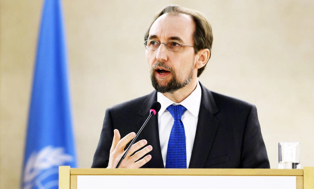 United Nations High Commissioner for Human Rights, Zeid Ra'ad Zeid al-Hussein gives a speech on the opening of a meeting of the United Nations Human Rights Council, in this February 27, 2017 photo, in Geneva, Switzerland. (AFP)