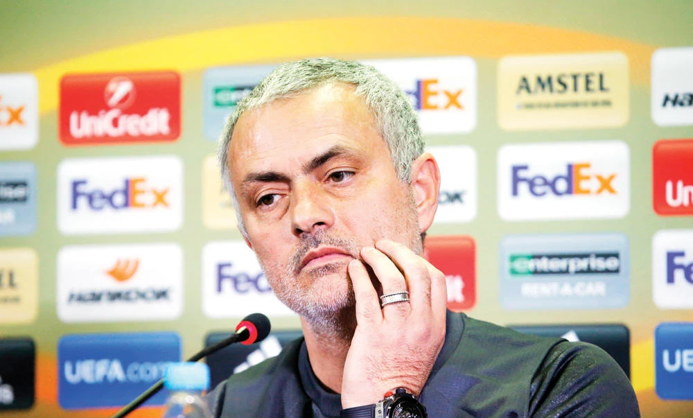 Manchester United manager Jose Mourinho during a press conference Wednesday ahead of the Europa League last 16, first-leg tie between Manchester United and Rostov at the Olimp-2 Stadium in Rostov-on-Don, Russia, on Thursday. (Reuters)