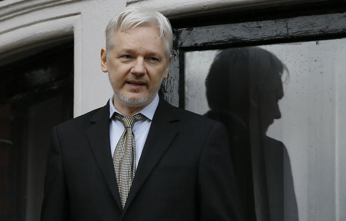 WikiLeaks founder Julian Assange speaks from the balcony of the Ecuadorean Embassy in London. (AP)