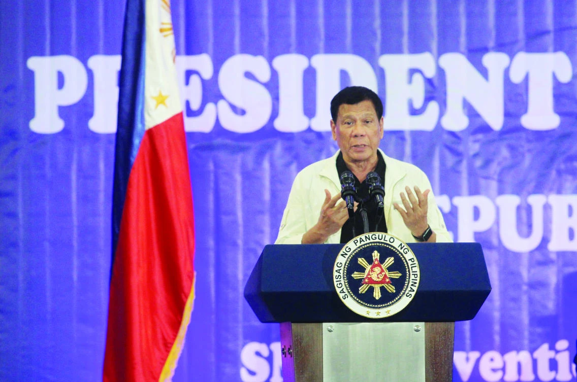 Philippines President Rodrigo Duterte speaks before local town mayors in Davao city in southern Philippines on Thusday. (Reuters)