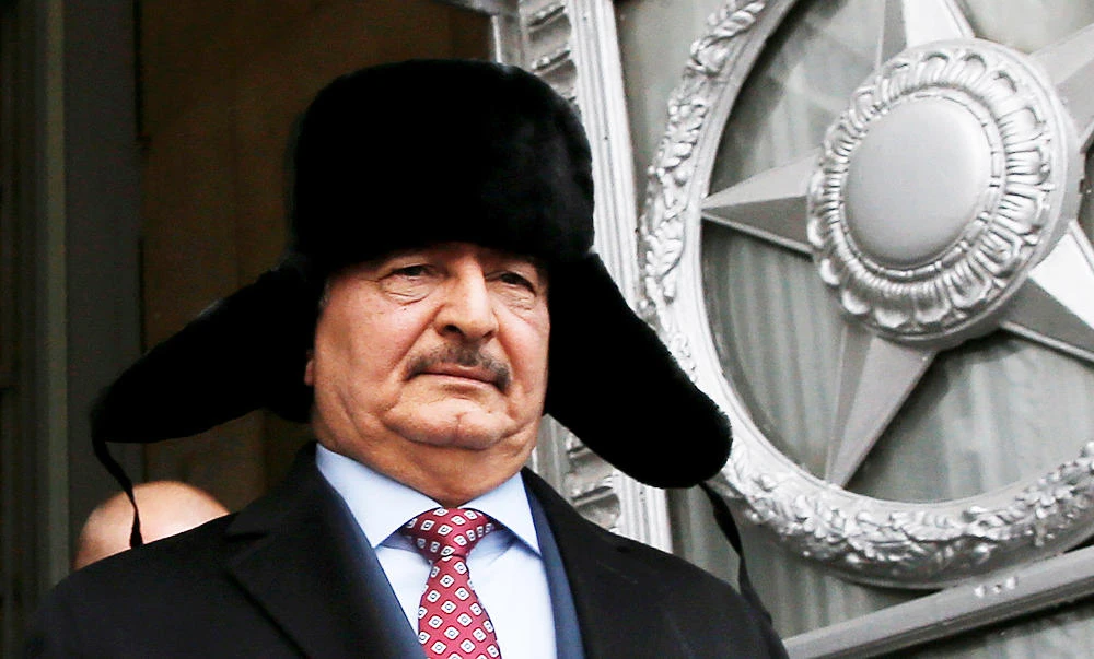 General Khalifa Haftar, commander in the Libyan National Army (LNA), leaves after a meeting with Russian Foreign Minister Sergei Lavrov in Moscow, Russia, in this November 29, 2016 file photo. (REUTERS)