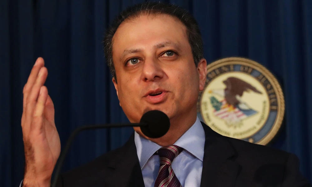 This file photo taken on November 17, 2016 shows Preet Bharara, US attorney for the Southern District of New York, speaking at a news conference . (AFP / GETTY IMAGES NORTH AMERICA / SPENCER PLATT)