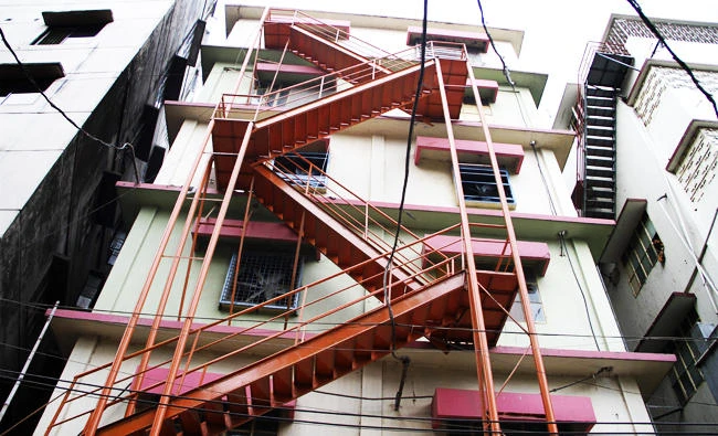 This photograph taken on April 21, 2016, shows a view of a fire escape at a Bangladesh garment factory in Dhaka. (AFP)