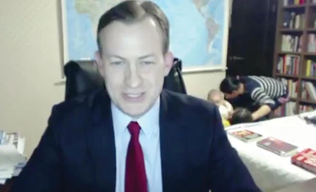Video of kids hijacking TV interview prompts social media debate