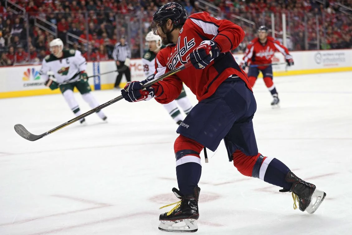 Alex Ovechkin (8) of the Washington Capitals scores a goal against the Minnesota Wild during the second period at Verizon Center in Washington, DC, on Tuesday night. (AFP)