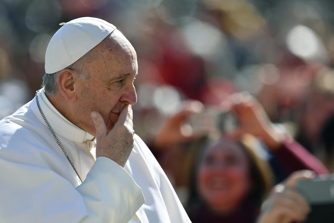 Pope Francis arrives in St. Peter’s square at the Vatican for his Weekly audience on March 15, 2017. (AFP)