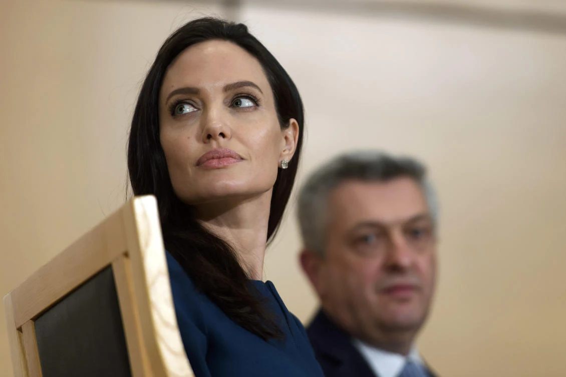 United Nations High Commissioner for Refugees (UNHCR) Goodwill Ambassador American actress Angelina Jolie. (Martial Trezzini/Keystone via AP)