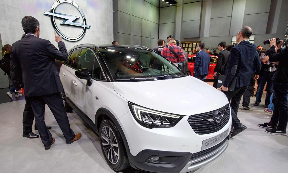 The New Opel Crossland X is presented during the press day at the 87th Geneva International Motor Show in Geneva, Switzerland, on March 07, 2017. European car sales in February rose amid a slump in volume brand. (Martial Trezzini/Keystone via AP)