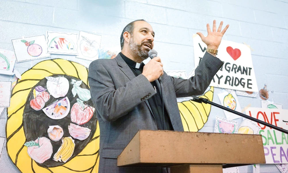 Khader El-Yateem speaks in Bay Ridge on Jan. 16 — Martin Luther King Day.