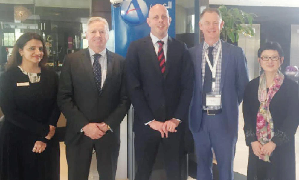 Australian Trade Commissioner Mark Morley,center, seen with other participants of the Austrade road show in Riyadh on Wednesday.