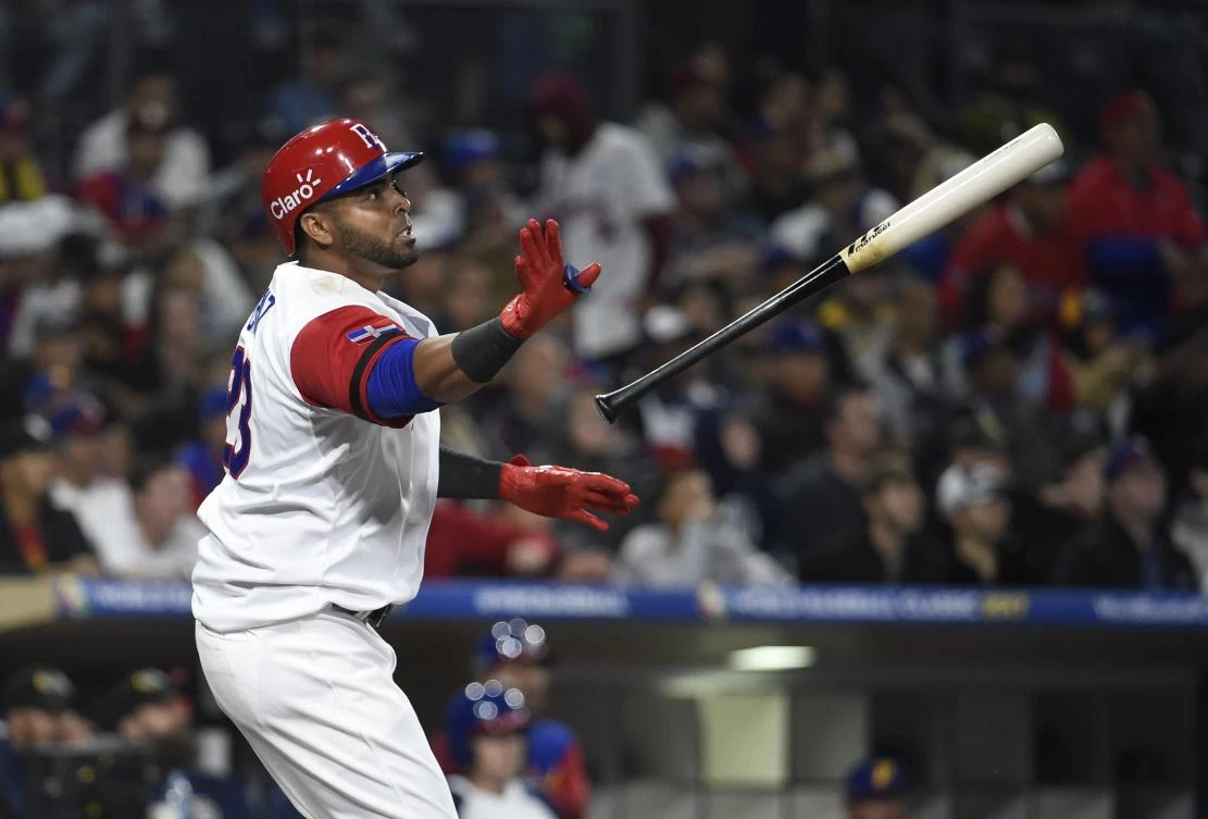 Nelson Cruz of the Dominican Republic hits a solo home run against Venezuela during the eighth inning of the World Baseball Classic game in San Diego, California, on Thursday. (AFP)
