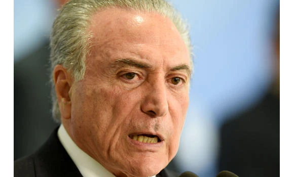 Brazilian President Michel Temer delivers a statement at Planalto Palace, in Brasilia, in this March 16, 2017 photo. (AFP)