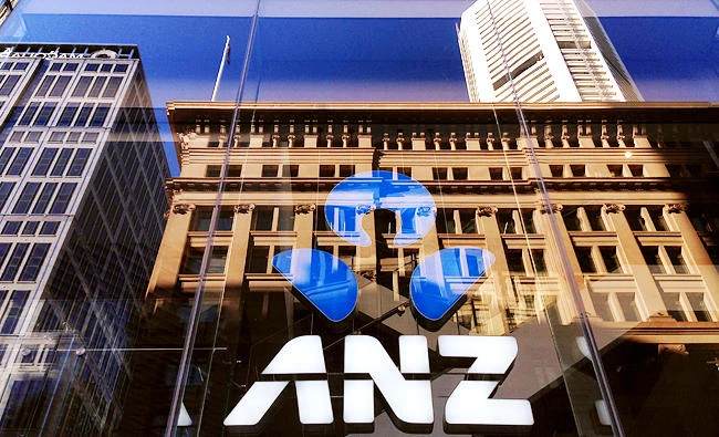 The logo of the ANZ Banking Group is displayed in the window of a newly opened branch in central Sydney, Australia, in this April 30, 2016 file photo. (REUTERS)