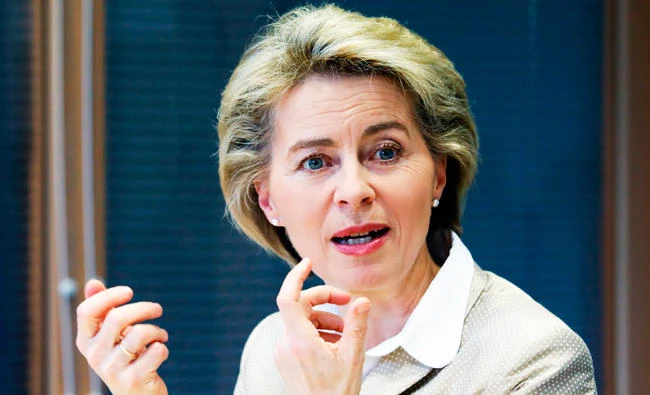 German Defence Minister Ursula von der Leyen gestures during a talk with journalists at AFP's office in Berlin, in this March 14, 2017 photo. (AFP)