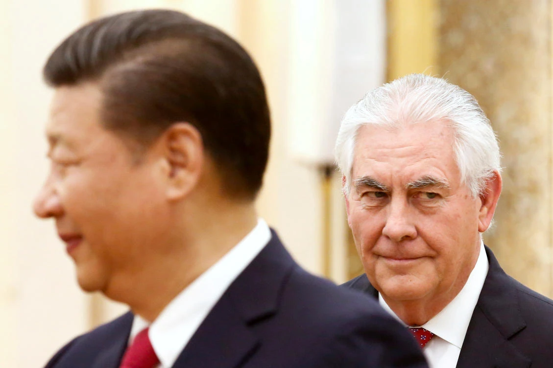 China's President Xi Jinping and US State of Secretary, Rex Tillerson. (Reuters)