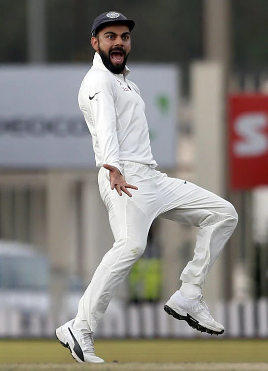 India's captain Virat Kohli gestures during the third Test in Ranchi. (AP)