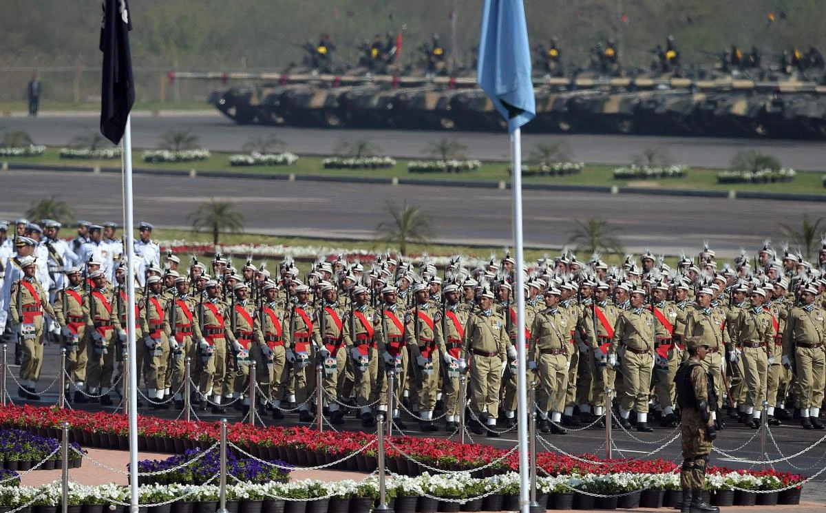 Pakistani soldiers march past during a Pakistan Day military parade in Islamabad. (AFP)