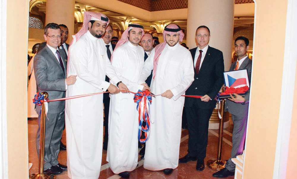 Ali Hussein Shobokshi and Khalid Hussein Shobokshi, representatives of the Czech Republic Consulate, inaugurate the Czech food festival in Jeddah. (AN photo)