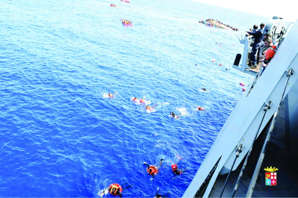 The shipwreck of an overcrowded boat of migrants off the Libyan coast, in this file photo. (AFP)