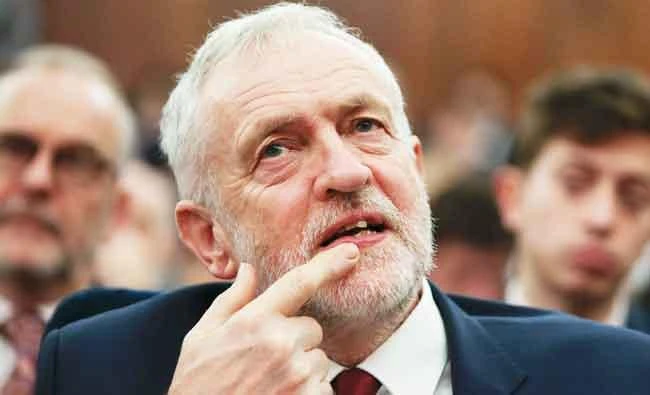 Britain's opposition Labour Party leader Jeremy Corbyn gestures in his seat before delivering a speech about Labour's vision for a post-Brexit Britain in central London, in this February 24, 2017 photo. (AFP)