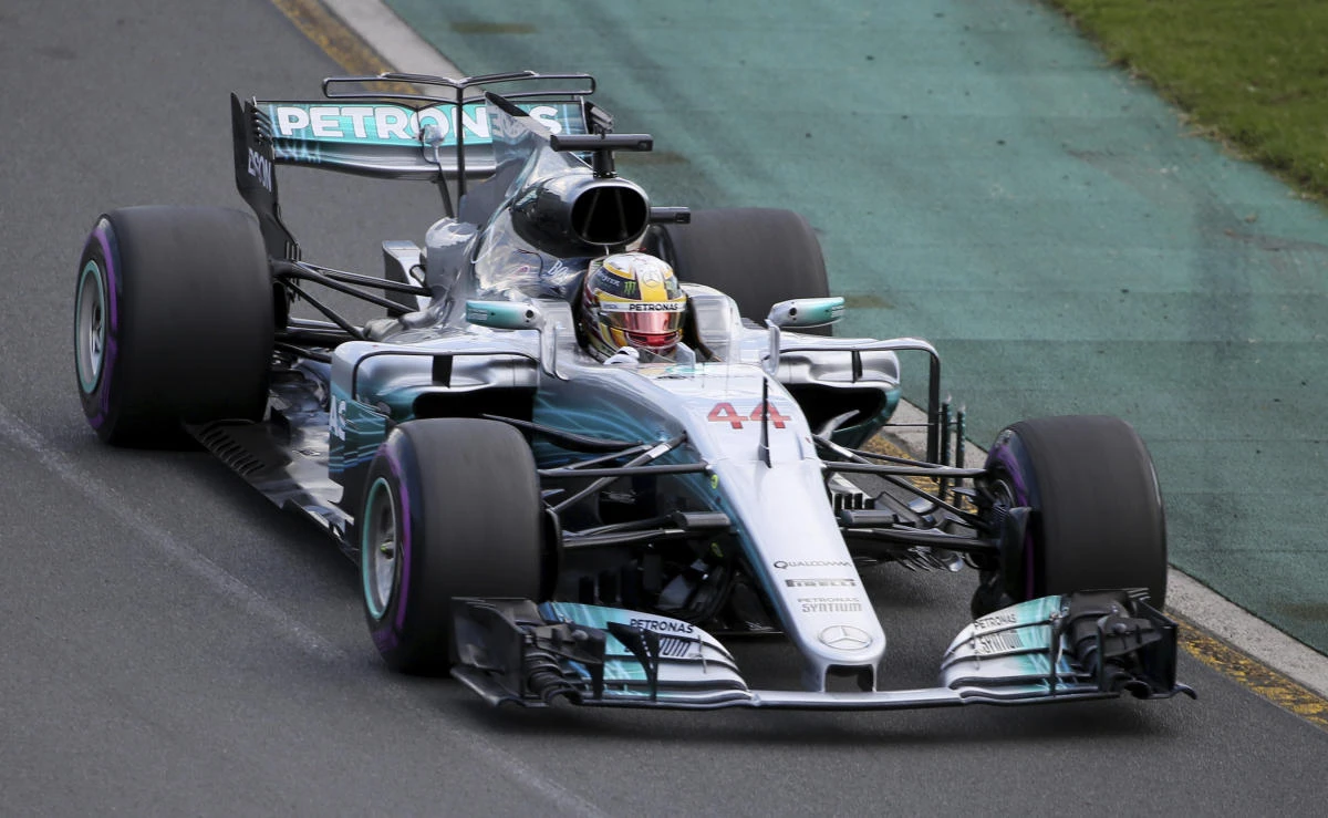 Lewis Hamilton steers his car during qualifying for the Australian Formula One Grand Prix in Melbourne on Saturday. (AP)