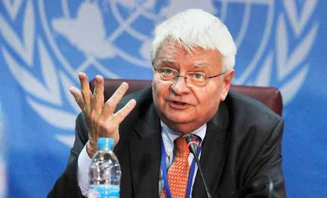 U.N. peacekeeping chief Herve Ladsous speaks to the media in Juba, South Sudan, in this March 21, 2017 photo. (AP)