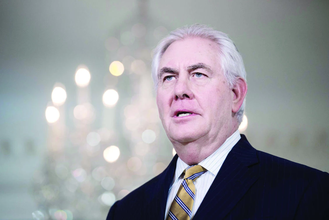 US Secretary of State Rex Tillerson prior to a meeting with Saudi Foreign Minister Adel Al-Jubeir at the
State Department in Washington, on Thursday. (AFP)