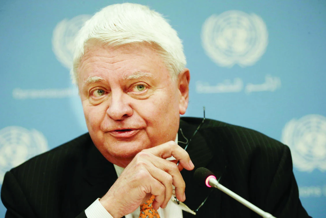 Outgoing UN Under-Secretary-General for Peacekeeping Operations Herve Ladsous speaks at a news conference at UN headquarters in New York City, on Friday. (Reuters)