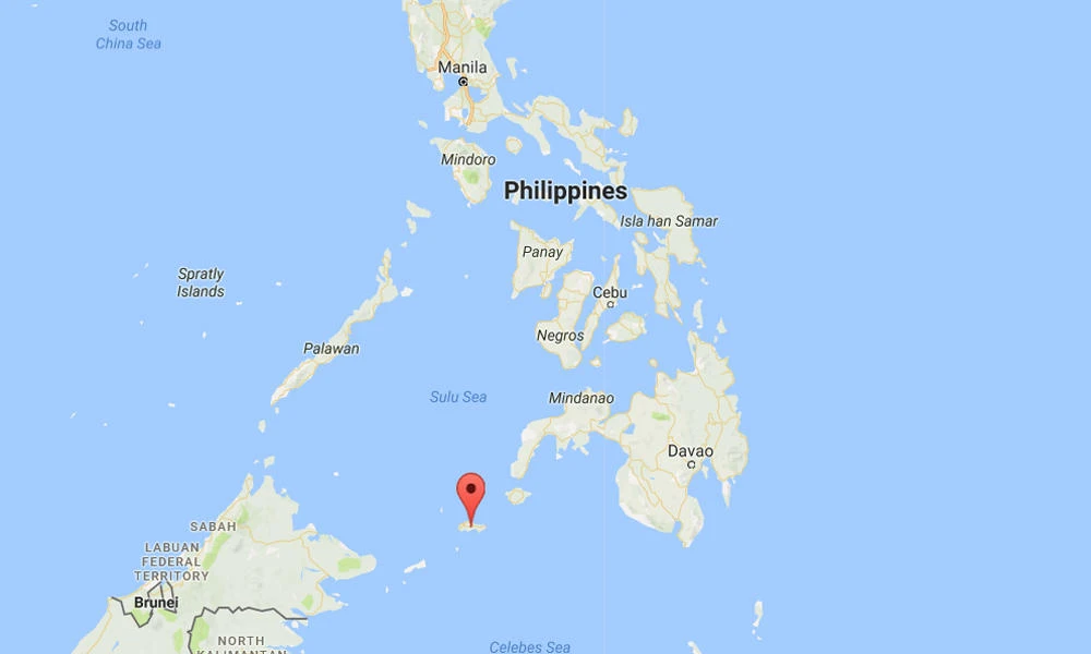 Google map showing the location of Jolo island in the southern Philippines.