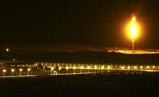 Shaybah oilfield complex is seen at night in the Rub' al-Khali desert, Saudi Arabia, in this November 14, 2007 file photo. (Reuters)