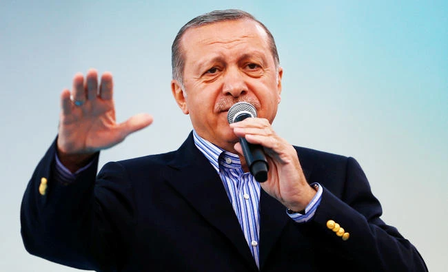 Turkish President Tayyip Erdogan makes a speech during a ceremony in Istanbul, Turkey, on Sunday. (Reuters)
