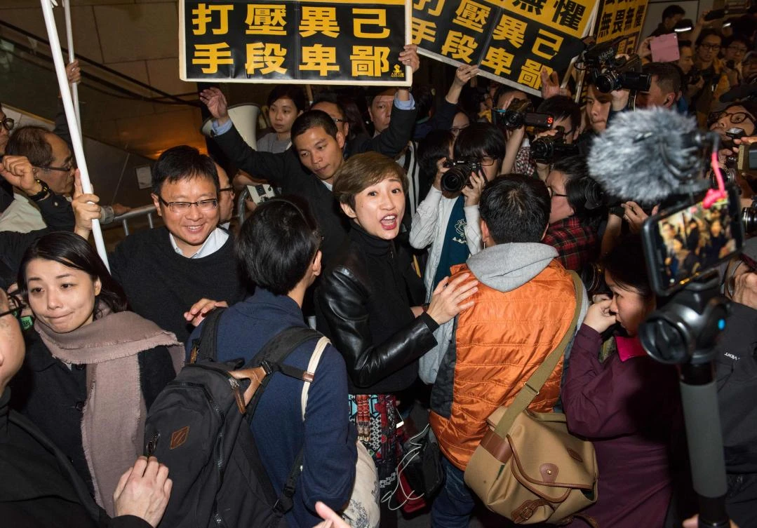 Civic Party lawmaker Tanya Chan attends a protest in Hong Kong on March 27, 2017. (AFP)