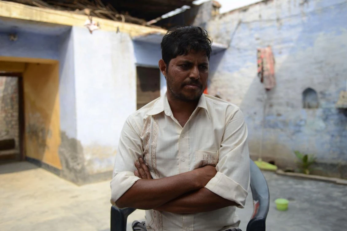 Rajiv Rana, uncle of 21-year-old Vishal Rana, looks on during an interview with AFP at his residence in the village of Bishara in the northern Indian state of Uttar Pradesh. (AFP)