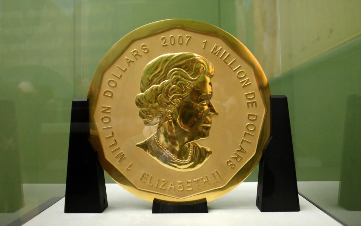 Picture taken on December 8, 2010 shows the gold coin “Big Maple Leaf” on display at Berlin’s Bode Museum. (AFP)