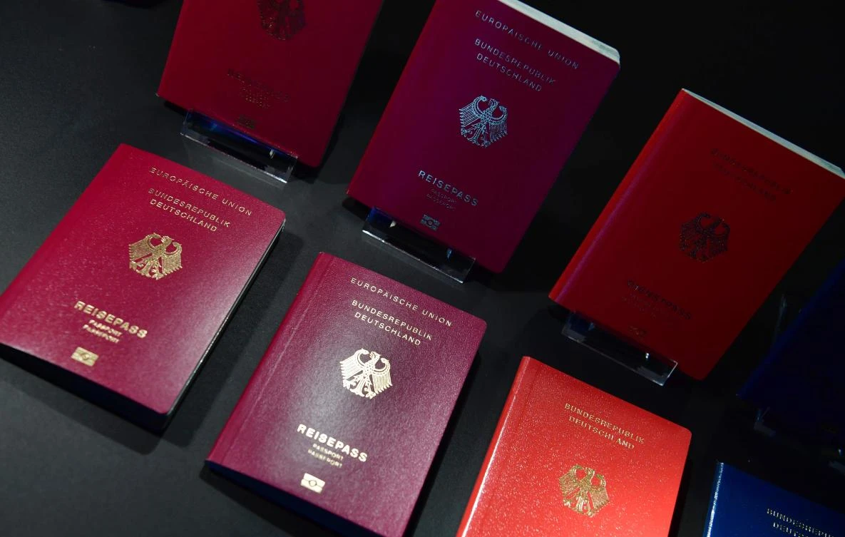 The new German electronic passport presented during an official press conference in Berlin. (AFP)