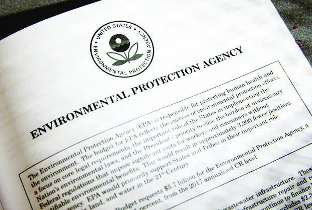 Proposals for the Environmental Protection Agency in President Donald Trump's first budget are displayed at the Government Printing Office in Washington in this
March 16 file photo. (AP)