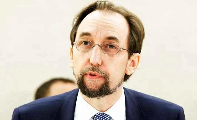 U.N. High Commissioner for Human Rights Jordan's Zeid Ra'ad al Hussein, delivers his speech, during a Panel discussion on the situation of human rights in the Syrian Arab Republic, during the 34th session of the Human Rights Council, at the European headquarters of the United Nations in Geneva, Switzerland, in this March 14, 2017 photo. (AP)