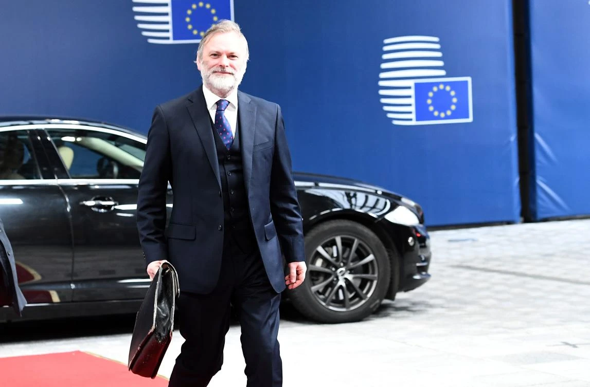 Britain's ambassador to the EU Tim Barrow arrives at the European Council in Brussels. (AFP)