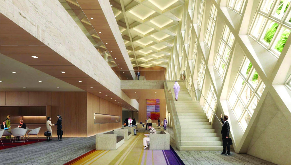 A 3D view of the waiting area and reception of the new US Consulate General in Dhahran.