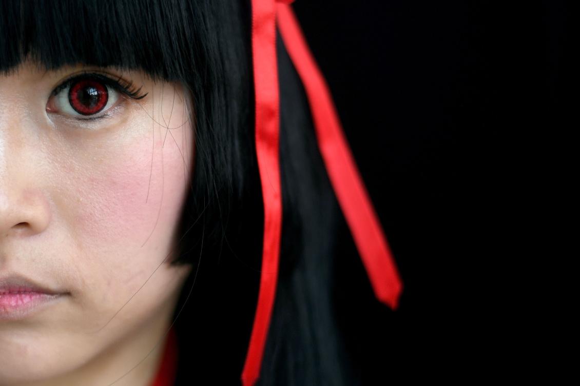 A cosplay enthusiast poses for a photograph during the "Hijab Cosplay" event in Subang Jaya, outside of Kuala Lumpur, on Saturday. (AFP / Manan Vatsyayana)