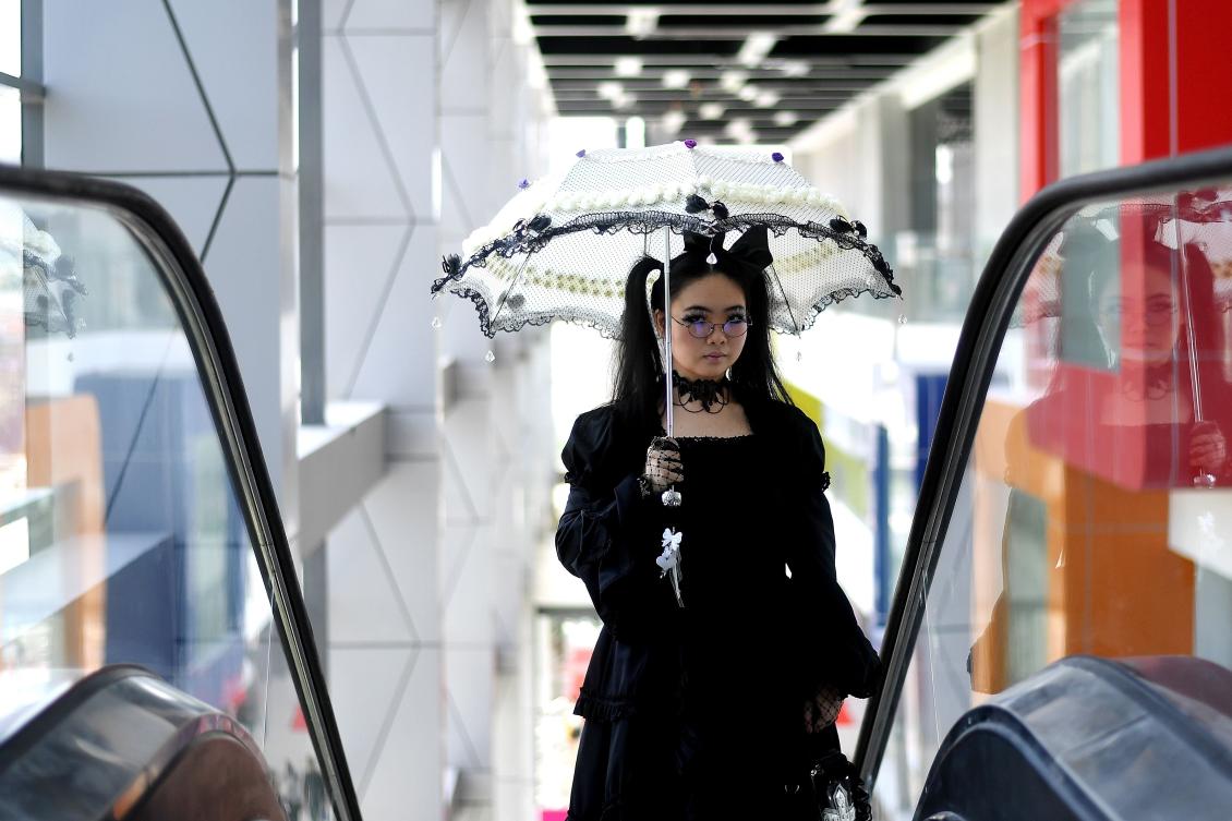 A cosplay enthusiast takes part in the "Hijab Cosplay" event in Subang Jaya, outside of Kuala Lumpur, on Saturday. (AFP / Manan Vatsyayana)