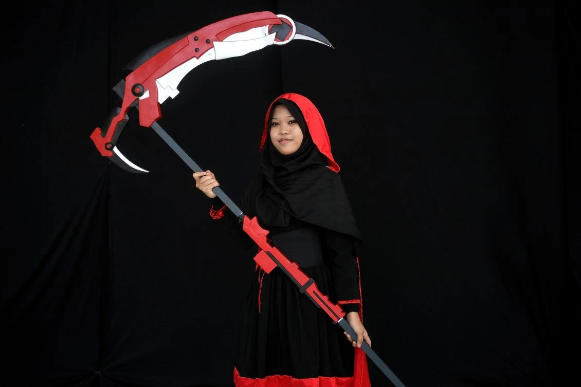 Ayesha, a young Muslim cosplayer dressed as "Ruby Rose", takes part in the "Hijab Cosplay" event in Subang Jaya, outside of Kuala Lumpur, on Saturday. (AFP / Manan Vatsyayana)