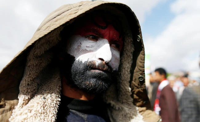 A man attends a rally with supporters of the Houthi movement and Yemen's former president Ali Abdullah Saleh to mark two years of the military intervention by the Saudi-led coalition, in Sanaa, Yemen, in this March 26, 2017 photo. (REUTERS)