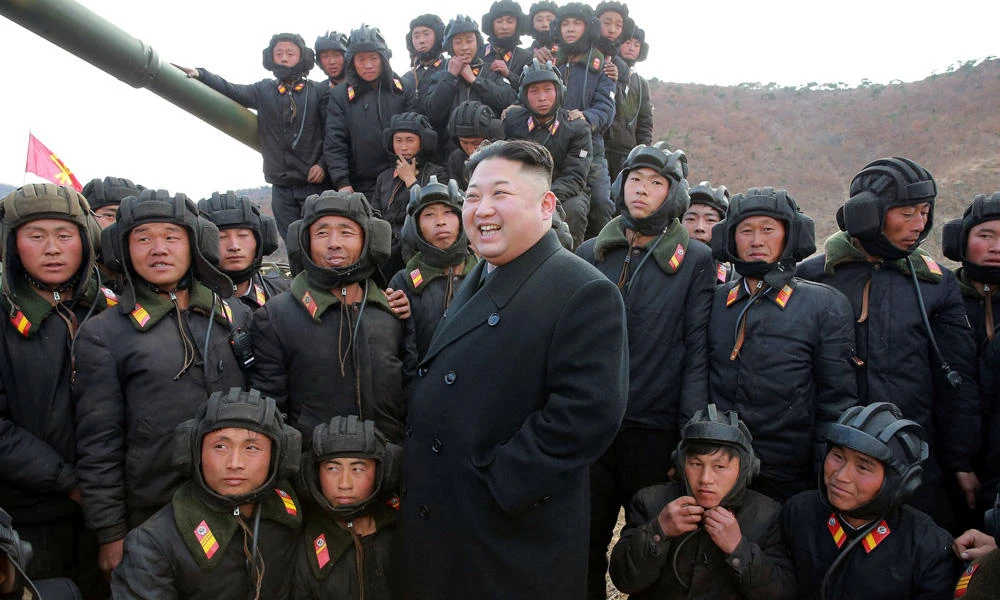 North Korean Leader Kim Jong Un guides the Korean People's Army Tank Crews' Competition 2017 in this undated photo released by North Korea's Korean Central News Agency (KCNA) in Pyongyang on April 1, 2017. (KCNA/via REUTERS)