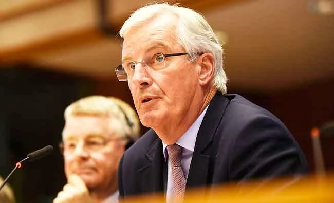 European commission member in charge of Brexit negotiations with Britain, French Michel Barnier speaks during a sesion to brief European commissioners on his preparations for the EU withdrawal talks, in this March 22, 2017 photo, at the European Parliament in Brussels. (AFP)