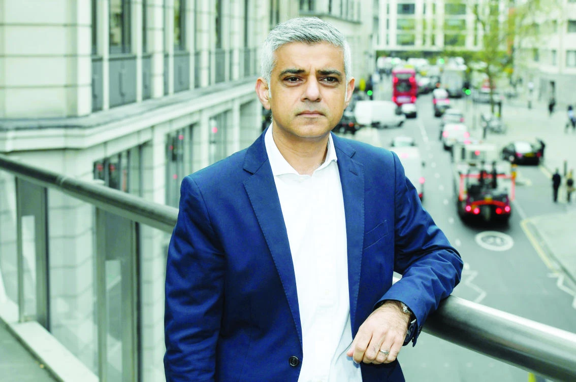 Mayor of London Sadiq Khan poses following an environment and emissions policy launch event outlining plans to place a levy on the most polluting vehicles in London on Tuesday. (Reuters)