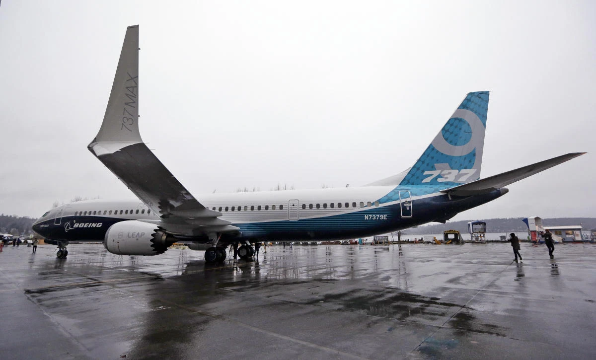 The first of the large Boeing 737 MAX 9 models, Boeing’s newest commercial airplane, sits outside its production plant in Renton, Washington. (AP)