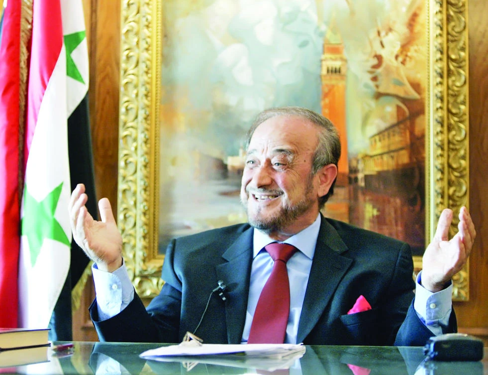 Rifaat Assad, the exiled uncle of Syrian President Bashar Assad, during an interview on May 27, 2005, in his office in Marbella, Spain. (AP)